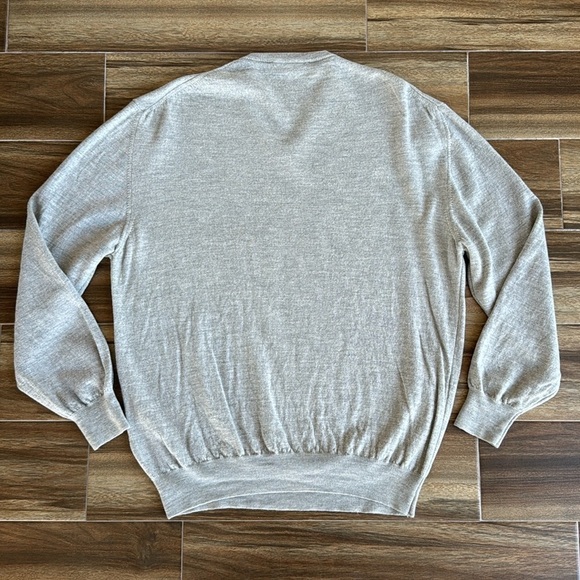 Giorgiolini 100% Extrafine Merino Wool Gray V-Neck Sweater, XXL - Picture 9 of 10